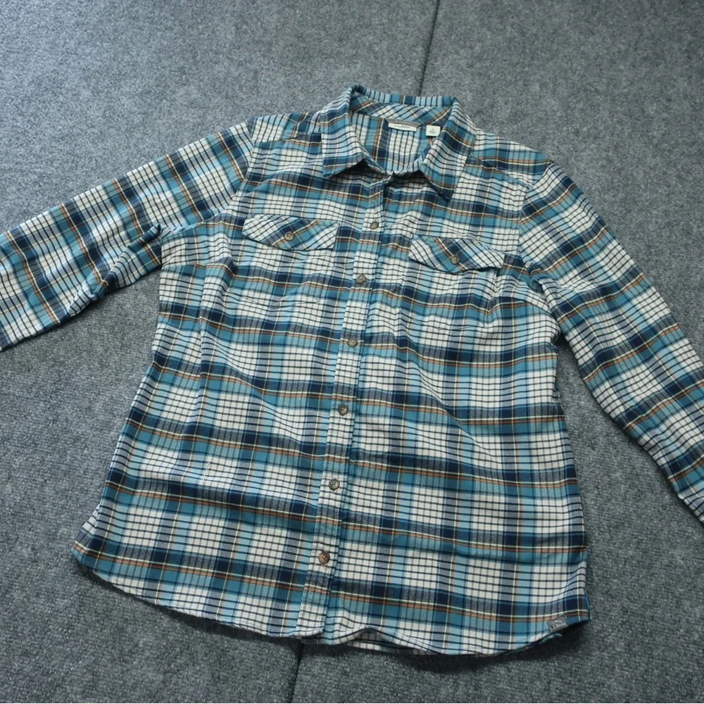 L.L. Bean Women's Blue and White Plaid Button-Down Shirt